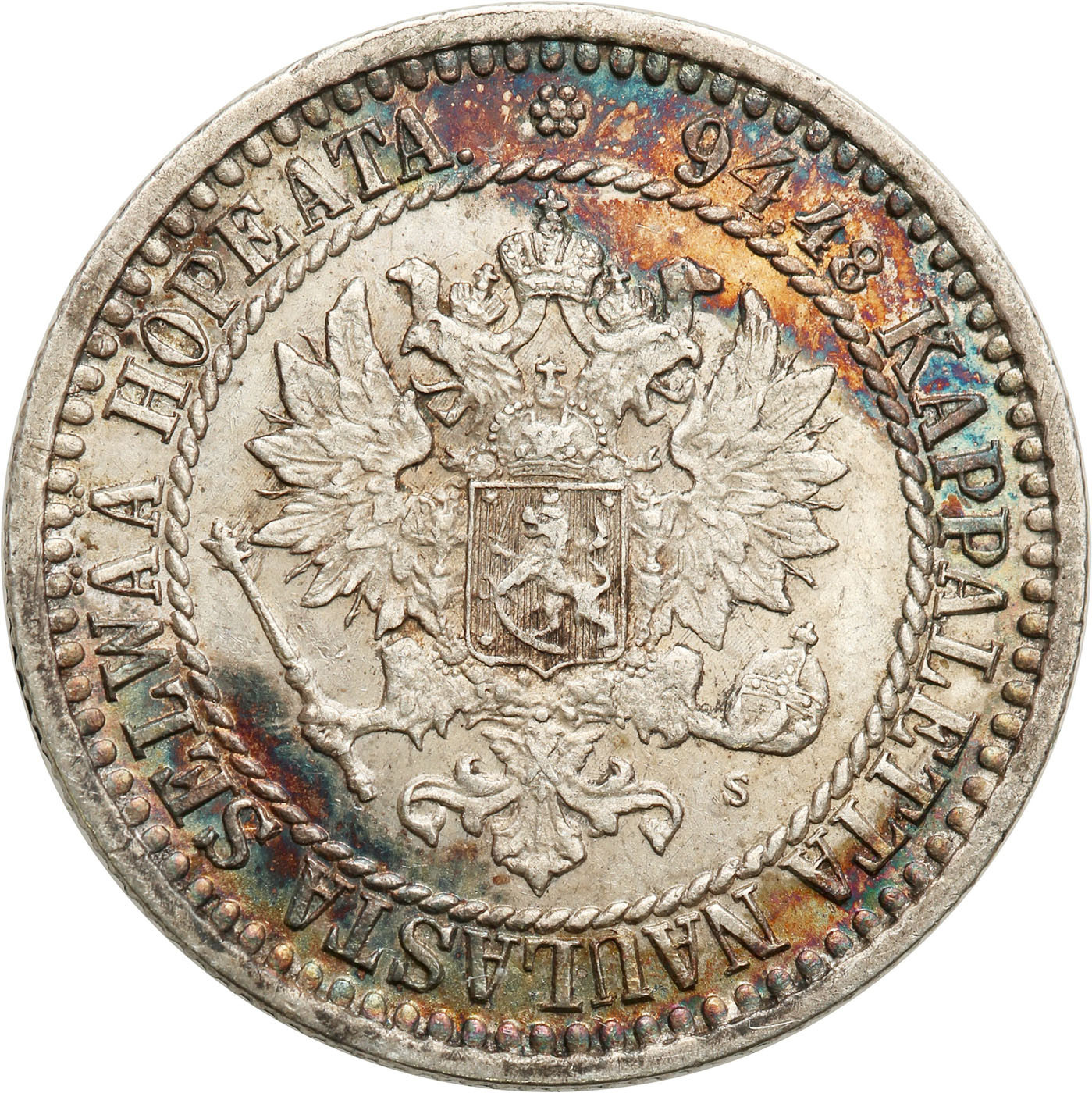 Rosja/Finlandia. Aleksander II. 1 marka 1867 S, Helsinki - RZADKI ROCZNIK